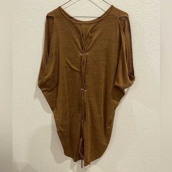 New Look Cold Shoulder Lace Up Back Blouse Size Small - Picture 5 of 10